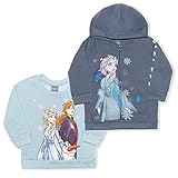 Disney Princess Girls 2 Piece Zip Up Hoodie and Sweatshirt for Toddler and Little Kids