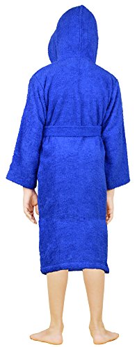 Skylinewears Kids Robe Hooded Soft Terry Cloth 100% Cotton Kid’s Boys & Girls Unsex Hooded Bathrobe Blue 14 #TOP1