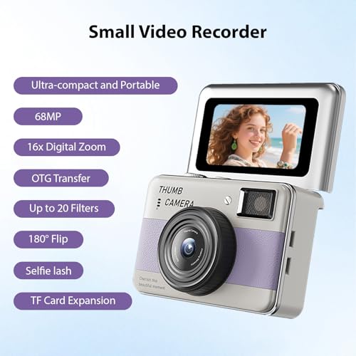 Caméscope numérique porte-clés 4K violet avec écran de 1.47 pouce - 4