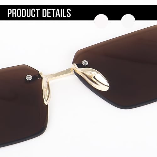 Image of Dervin Rimless Rectanglular Sunglasses For Men and Women | Unisex Frameless Sun Glasses Shades