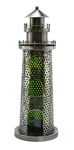 WINE BODIES Light House Metal Bottle Holder, Charcoal
