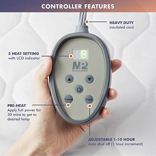 Mp2 Plush Heated Mattress Pad Twin | Machine Washable Bed Warmer With Pre-Heat, 5 Heat Settings And 10 Hours Auto Shut Off | Fit Up To 19 Inches - 39X75 Inch, White #TOP2