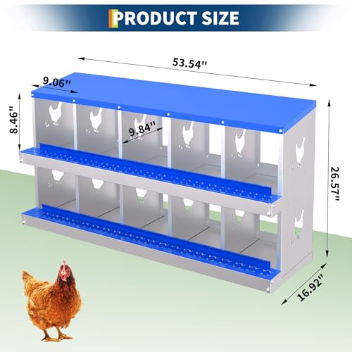 10-Panel Galvanized Steel Nesting Box for Chicken Coop - Removable Drop Tray & Ventilation - Easy Clean Laying Box for Hens, Ducks - Rustproof Design Protects Eggs - Image 3