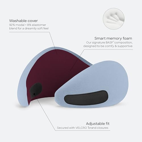Image of Ostrichpillow Go Neck Pillow, Travel Pillows for Airplanes, Premium Memory Foam Travel Pillow, 360º Ergonomic Design, Asymmetrical Sides, Travel Bag Included, Washable Modal Cover
