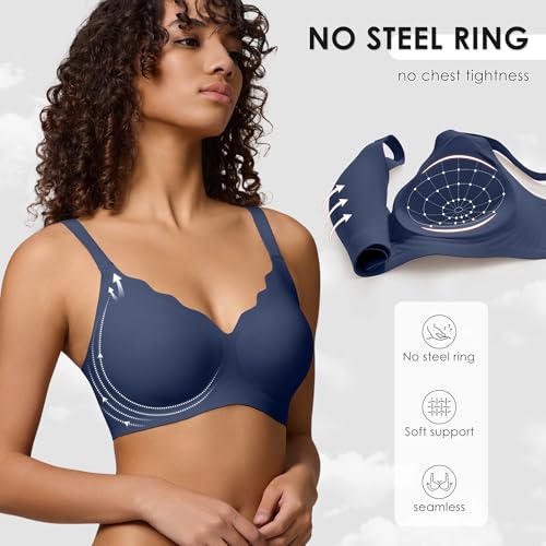 Image of Seamless Wireless Bra for Women with Support - No Underwire Full Coverage Push Up Comfort Bras - Back Fat Smoothing Bralette
