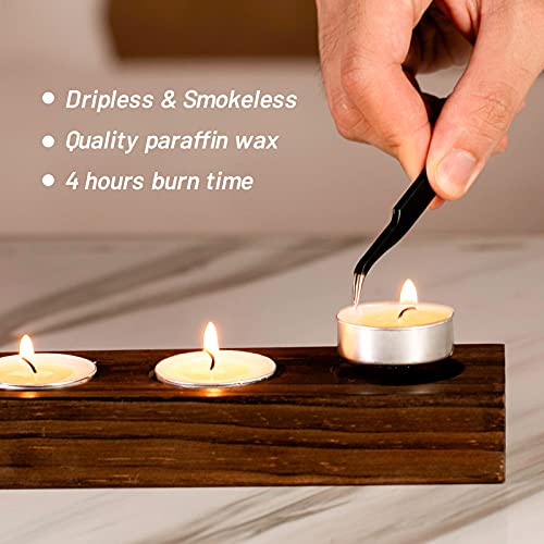 Large Wood Tealight Candle Holders, Vintage Wooden Candle Tray, 7 Tea Candle Holder Made By Shou Sugi Ban Fit 1.6 Inch Tealight (Candles Not Include) #TOP4