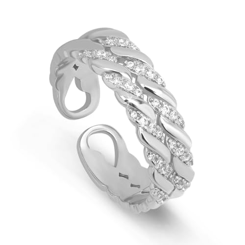 Image of 925 Sterling Silver Thumb Ring for Women Dainty Stackable Gold Ring Handmade Twist Stacking Ring Friendship Ring (Silver)