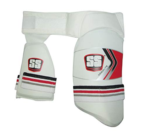 Ss Cricket Aerolite Pro Thigh Guard (2 In 1), Match Arm Guard, Abdominal Guard - Men's Size (White Color) #TOP1