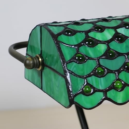 Lámpara verde estilo Tiffany para el hogar dormitorio y oficina con vitral 6