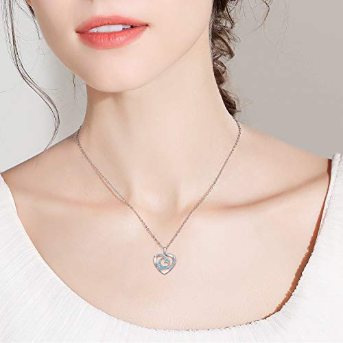 Distance Heart Necklace For Women 925 Sterling Silver Moon Star Pendants For Girlfriend Wife Mother Daughter Necklaces Jewelry For Christmas Birthday Valentine's Day #TOP1