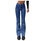Women 's Mid Waist Striped Jeans Casual Straight Leg Pants Vintage Y2k Skinny Trousers Fashion Slim