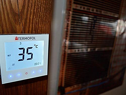 Kit completo di pellicola riscaldante a pavimento in carbonio, 220 W/m, pannello a infrarossi (termostato touch control) (24 m2)