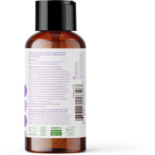 Image of Everyone 3-in-1 Soap Body Wash, Bubble Bath, Shampoo, Travel Size, 2 Ounce (Pack of 24), Vanilla and Lavender, Coconut Cleanser with Plant Extracts and Pure Essential Oils