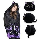 Plushible Wearable Blanket Hoodie, Cosmo the Cat, 2-in-1 Oversized Hoodie Blanket Pillow, Long Sleeve Sweatshirt Pocket, Cozy Gift