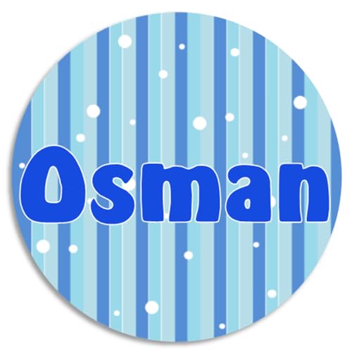 Osman - Circle Sticker Decal 3 Inch - Water Bottle School Name Tag Label