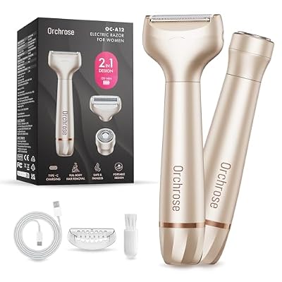 Orchrose Electric Razor for Women Rechargeable: 2-in-1 Painless Shaver for Face Legs Underarms and Bikini Area - Twist Knob Travel Lock Design