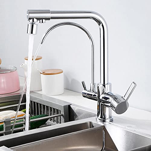 Robinet d'évier de cuisine à rotation chromée en laiton noble à osmose