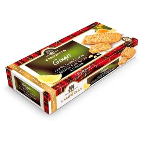 Campbells Shortbread with Ginger & Sicilian Lemon | Scottish Pure Butter Spice Cookies | Gourmet Food for Special Occasions | Delicious Soft Baked British Snacks | 4.41 Oz | (Pack of 3) Cover
