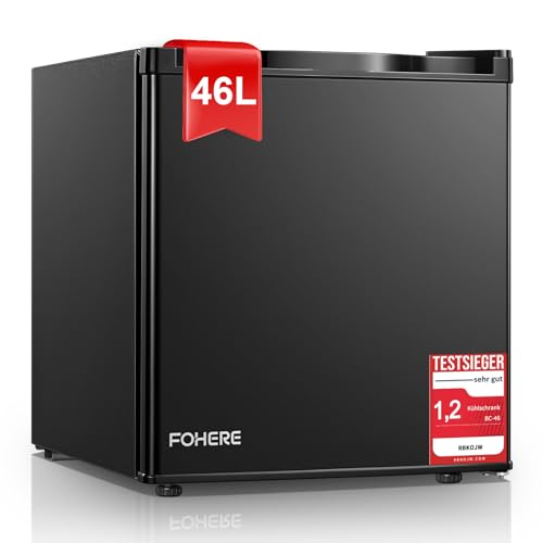 FOHERE Mini Réfrigérateur 46L, Mini Frigo avec Congélateur, Thermostat Réglable, Économie d'Énergie, Silencieux, Porte Réversible, Minibar, Adapté à...