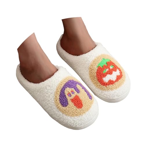 Halloween Slippers For Women 2025 Christmas Slipper Cute Cartoon Holiday House Shoes Home Fuzzy Outdoor Indoor Bedroom Slides
