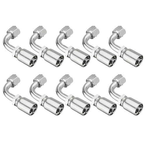Venussar 10 PCS 90° Hydraulic Hose Fittings, for 1/2" Hose x 1/2" JIC 37° Female 90° Hydraulic Hose End Elbow Crimp Fitting