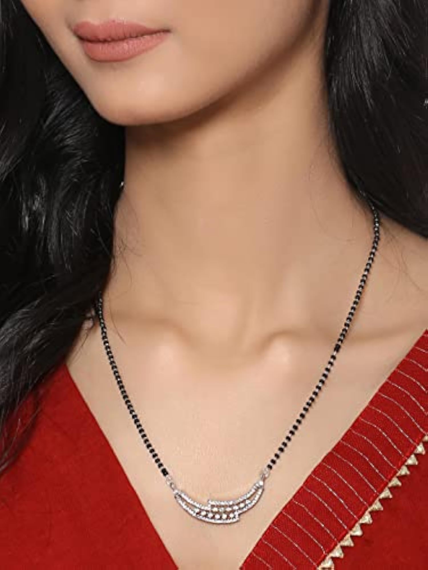 AD American Diamond Studded Beads Mangalsutra