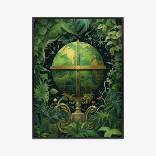 Poster Sphère Terrestre Wallero en Cadre Aluminium Noir haut de gamme