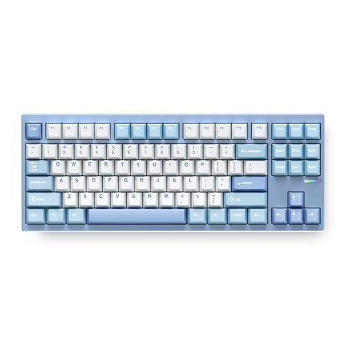 MCHOSE GX87 Mechanical Keyboard TKL CNC Aluminum, 80% Creamy Gaming Keyboard Wireless, Hot Swappable, RGB Backlit, USB-C/BT5.0/2.4Ghz 8000mAh Battery, QMK/VIA/Macro Support, Blue&White