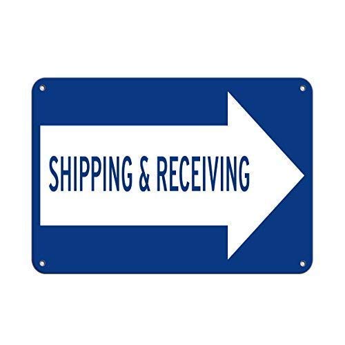 Metal Sign Shipping Receiving with Right Arrow Sign for Outdoor & Indoor, 8"x12"