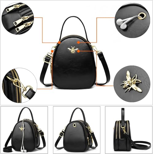 Crossbody Bags for Women, Small PU Leather Shoulder Bag with 3 Zipper Pockets,Cell Phone Wallet, Stylish Messenger Purse3