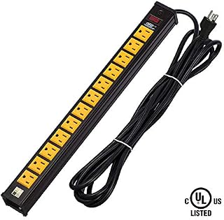 CRST 12-Outlet Heavy-Duty Power Strip with 15 Amps, 15-Foot Power Cord for Kitchen