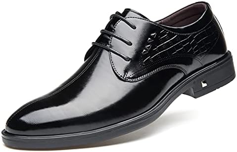 [マオシュです] 紳士靴 男性の尖ったつま先ドレスシューズメンズパテントレザーブラックウェディングシューズオックスフォードドレスシュ