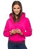 OZONEE Damen Kapuzenpullover Sweatjacke Sweatshirt Farbvarianten Kapuzenjacke Kapuzenpulli Kapuze Langarm Hoodie Sport Style Casual Fitness Training Motiv JS/B26030 ROSA XL