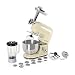 KLARSTEIN Lucia - Robot cuisine universel, Robot pâtisserie, robot multifonction, 1300 W, 5 L, agitation planétaire, Hachoir à viande, Accessoires pâtes, bol mixeur 1,5 l, 6 vitesses - Blanc Crème