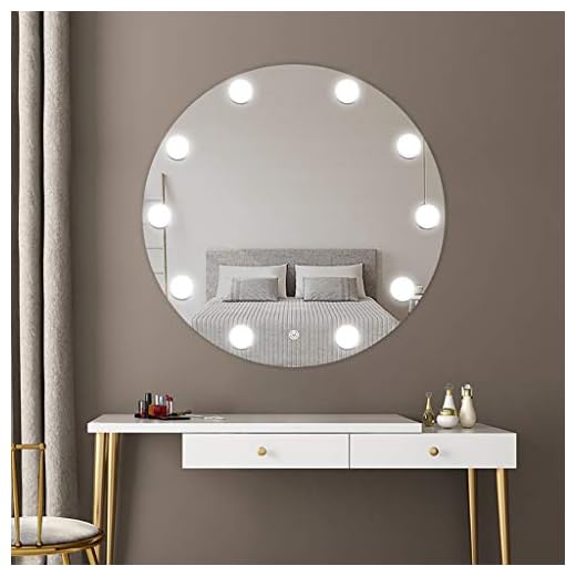 Spegel LED-belysning badrum väggspegel modern rund badrumsspegel i Hollywood-stil med ljus och LED-lampor, vitt varmt ljus runt tvättstuga-WC sminkspegel