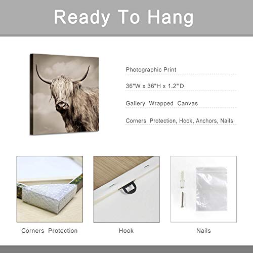 Artistic Path Bull Wall Art Yak Artwork: Wildlife Picture Print On Wrapped Canvas Painting For Living Room thumb #6