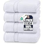 Utopia Towels 4 Pack Premium Bath Towels Set, 27 by 54 Inches, 100% Ring Spun Cotton 600GSM, Lightweight and Highly Absorbent Quick Drying Towels, Perfect for Daily Use, White