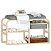 sogesfurniture Banc à Chaussures Etagère à Chaussures en Bambou Naturel de 2 Niveaux avec Coussin Confortable et 1 Panier Idéal pour Entrée Couloir Chambre à Coucher Salon 69.5x30x45cm