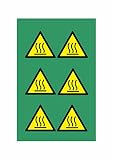 Kit de 6 autocollants – danger de brûlure – pictogramme ISO 7010 avec impression directe U.V. (idéal également pour l'extérieur) (2,5 cm)