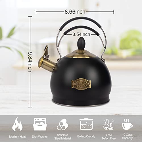 Luxgrace T13-BLACK Whistling Tea Kettle Stainless Steel Teapot thumb #4