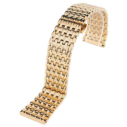 Uhrenarmband, 18 mm, 20 mm, 22 mm, massives Gold, Uhrenarmbänder, Edelstahl-Armband, verstellbar, Ersatz-Modearmband + 2 Federstege (Bandbreite: 20 mm)