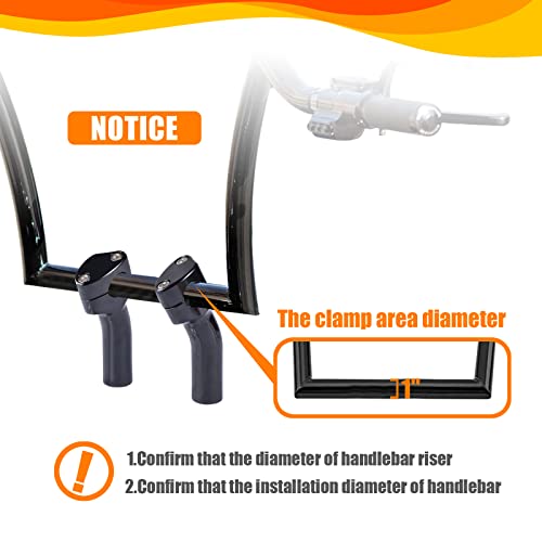 Sresk Motorcycle Handlebar Riser Clamp 4 Inch Pullback Handlebar Riser Kickback Custom Accessories Universal For Harley Dyna Softail Sportster, For Kawasaki Vulcan, For Suzuki And Yamaha (Black) #TOP7