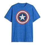 Marvel Men's 80s Captain 2 Short Sleeve T-Shirt, Royal Heather, Large
