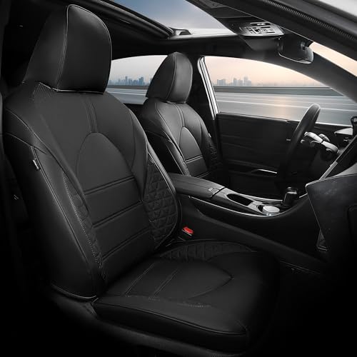 FREESOO 1:1 Custom Fit Seat Covers for Toyota Camry 2018 2019 2020 2021 2022 2023 2024 LE- SE- SE Nightshade 2018 2019 2020 2021 2022 2023 2024,Leather Car Seats Cover Full Set for Camry(Black)