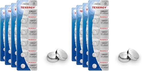 Tenergy CR927 3V Lithium Button Cell Battery, for Watches, Temperature Sensors, Smart Water Bottles, Remote Controllers, 20 Count (Pack of 2)