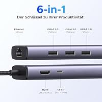 UGREEN USB C Hub Ethernet, Docking Station 4K HDMI, PD100W, 3*USB A 3.0 – Ansicht 2