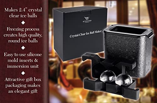 Crystal-Clear Ice Ball Maker, 2-Cavity Mold, Large Ice Sphere Trays, Jumbo 2.4 Inch Ice Balls, By Better Kitchen Products #TOP2