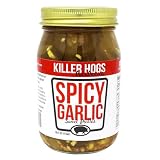 Killer Hogs Spicy Garlic Sweet Pickles for BBQ and Grill Sides, Meat Sandwiches, Hamburgers, Snacks, Crisp and Crunchy Slices, 16 oz Jar