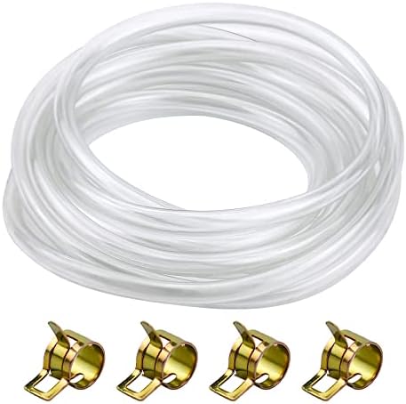 5mm ID x 8mm OD PVC Tubing, 10M Air Hose Pipe Clear Flexible Tube with 4 Hose Clamps for Oil Hose Garden Aquarium Pond Hose
