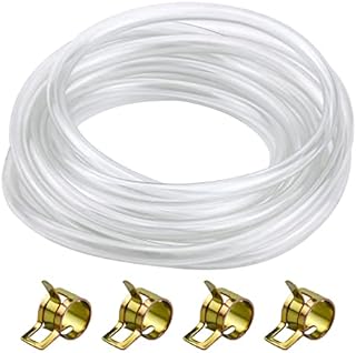 5mm ID x 8mm OD PVC Tubing, 10M Air Hose Pipe Clear Flexible Tube with 4 Hose Clamps for Oil Hose Garden Aquarium Pond Hose